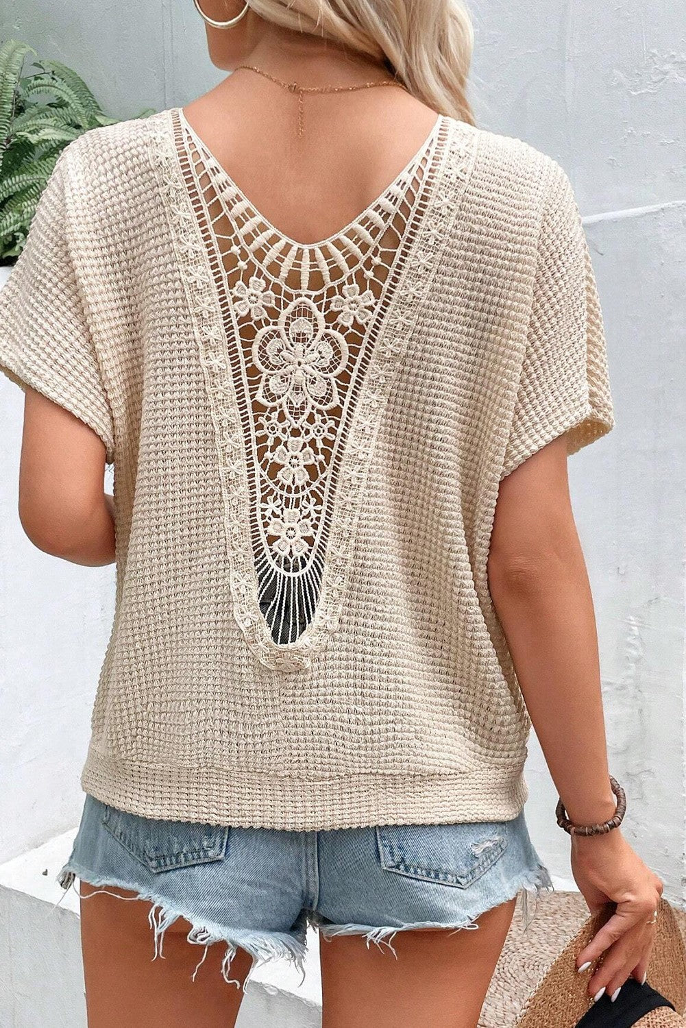Lace Back Short Sleeve