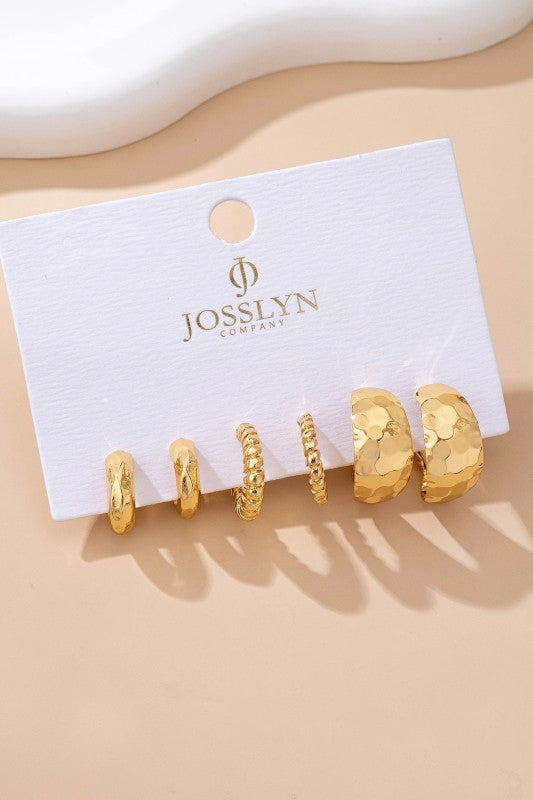 Textured Hoop Earring Trio