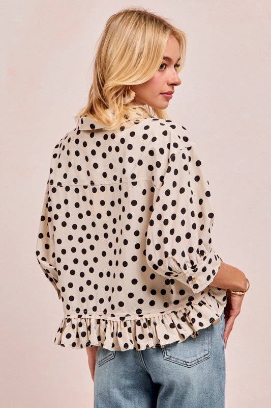 Polka Dot Peplum Top