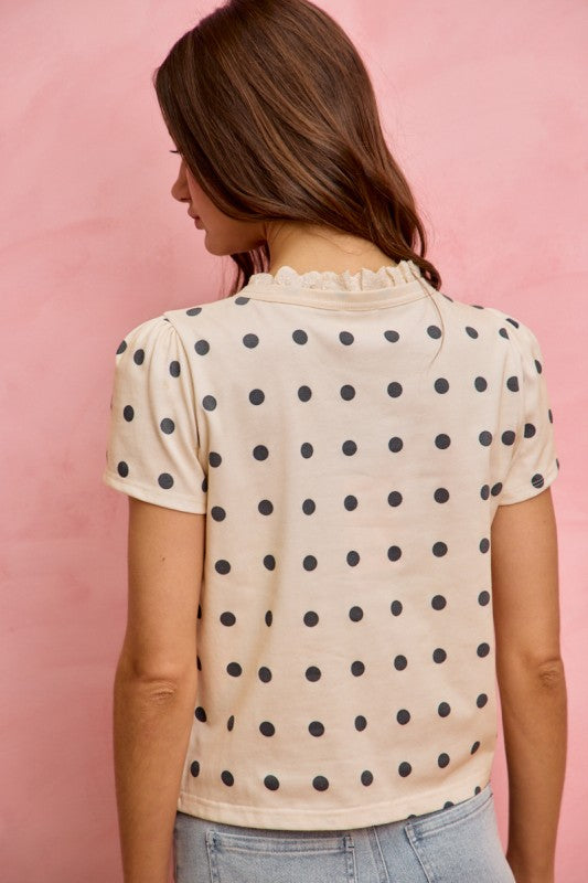 Polka Dot Lace Trim Top