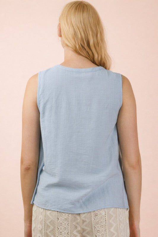 Pintuck Sleeveless Top