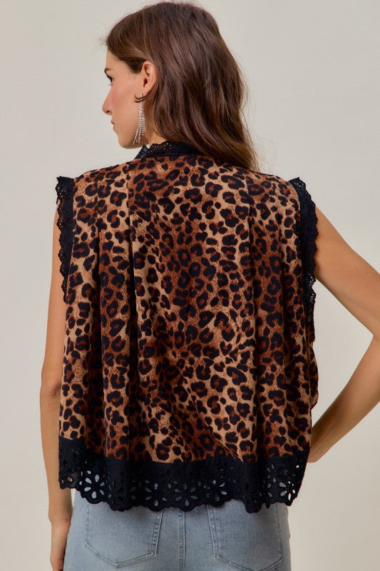 Leopard Button Up Top