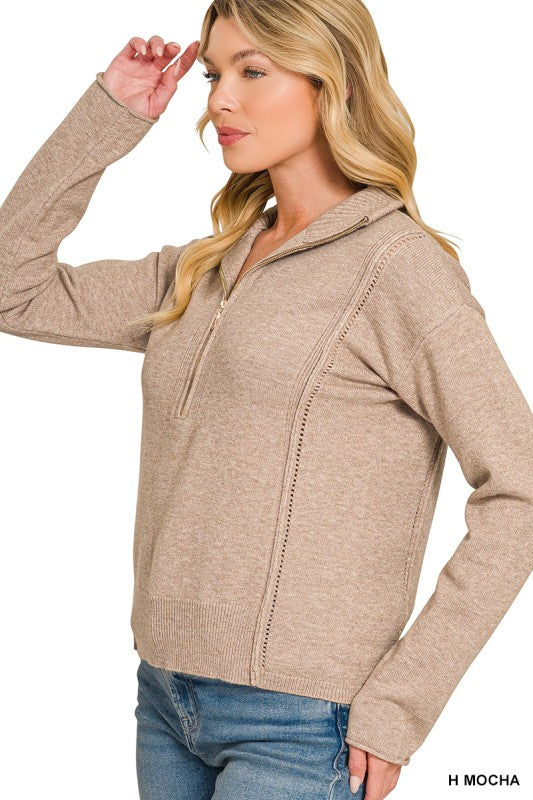 Half Zip High Neck Sweater