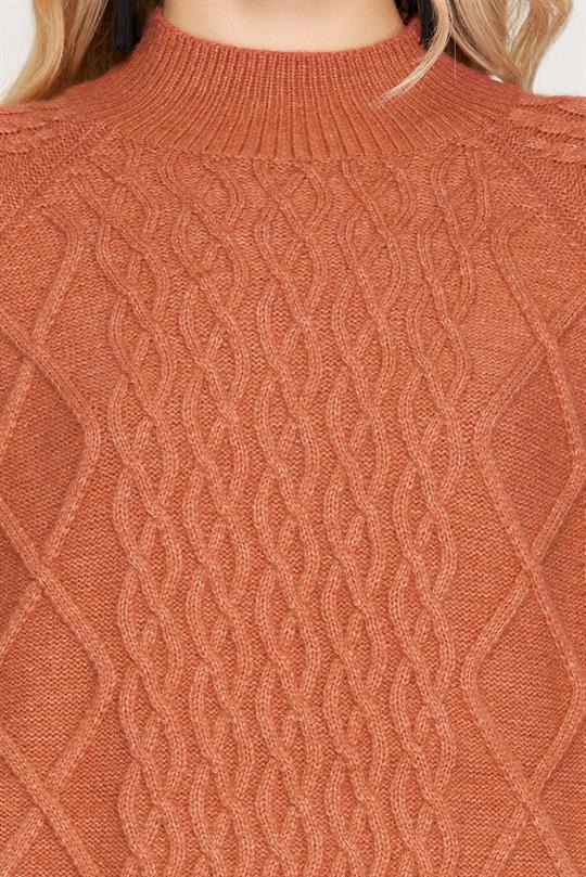 Balloon Sleeve Mock Neck Cable Knit Sweater *FINAL SALE*