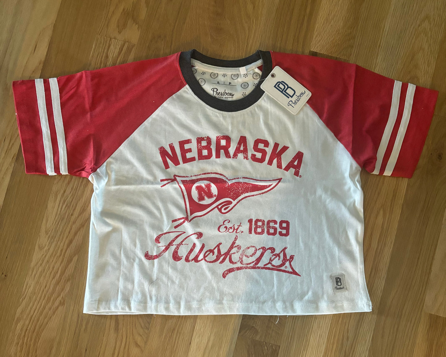 Nebraska Raglan Jersey Crop Top