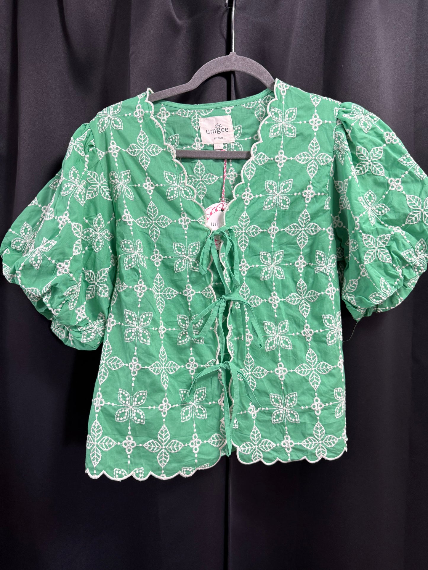 Vintage Eyelet Tie Front Top