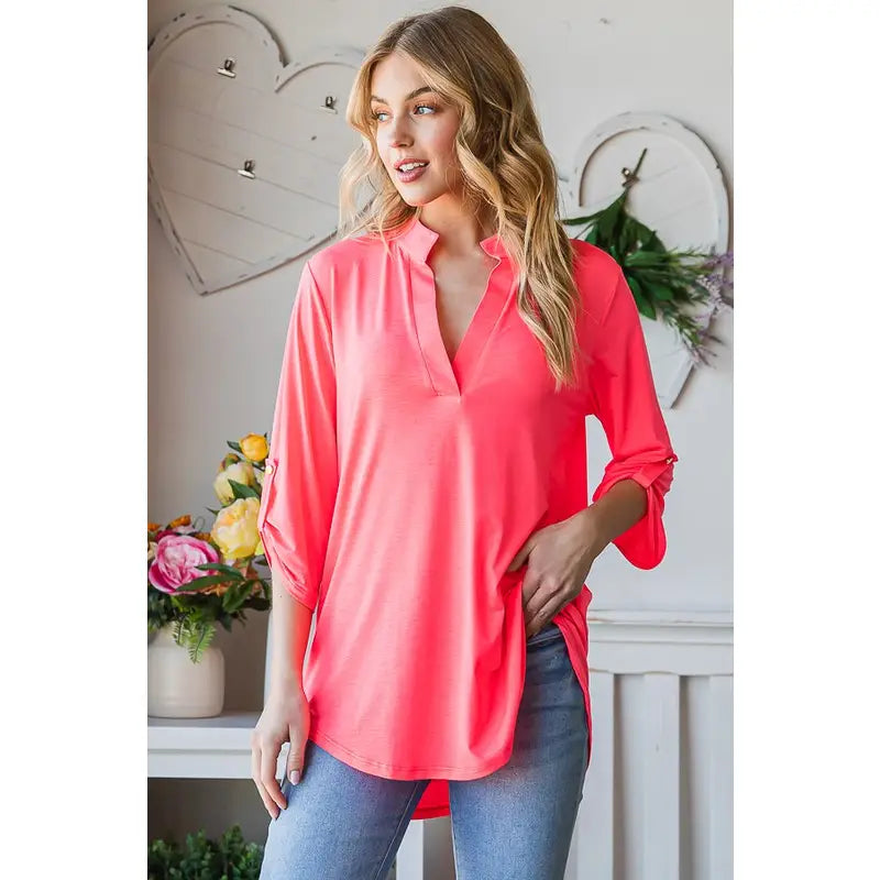 Collared Solid Top *FINAL SALE*