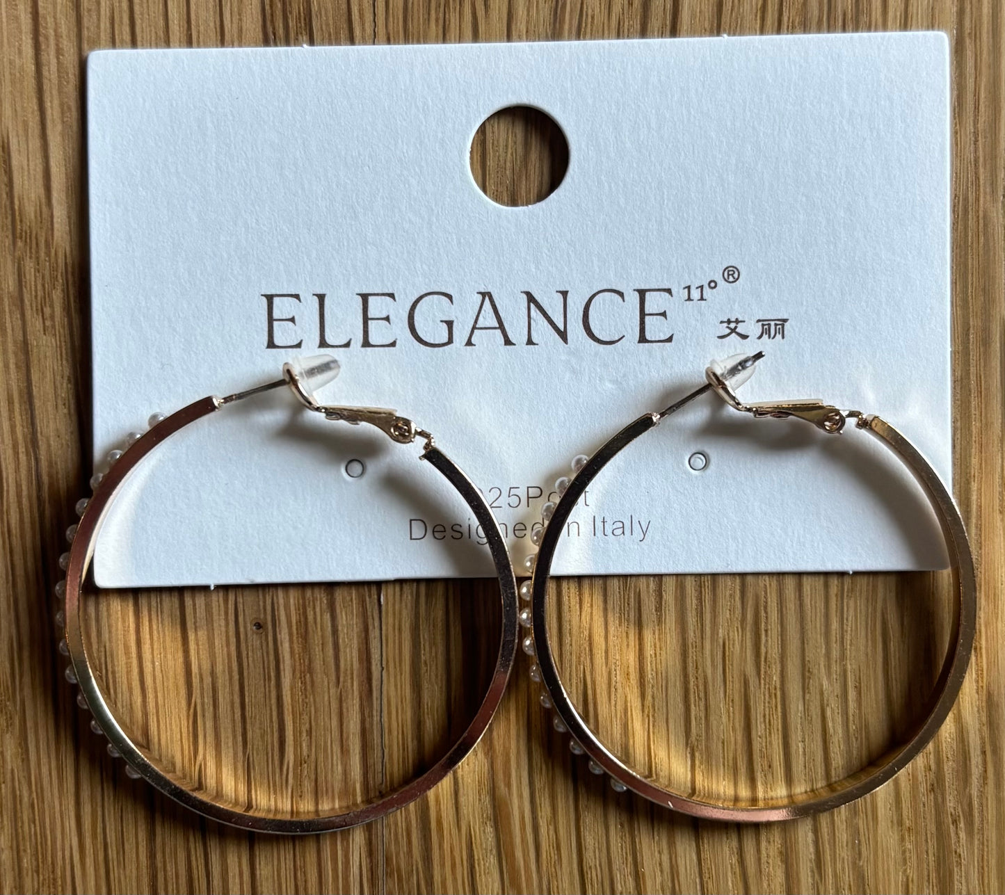 Gold Pearl Hoop Earrings