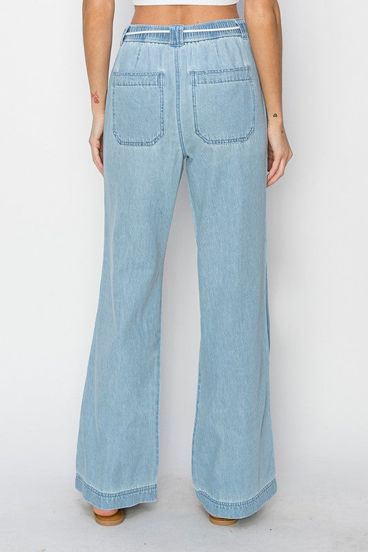 Wide Leg Pull On Jeans