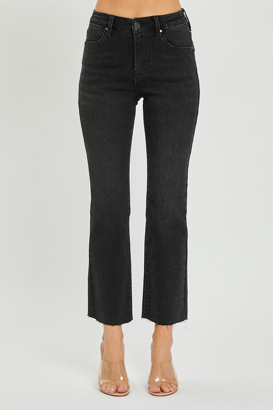 Raw Hem Crop Straight Jeans