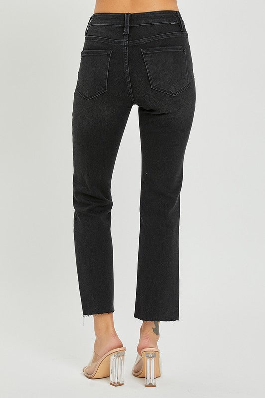 Raw Hem Crop Straight Jeans