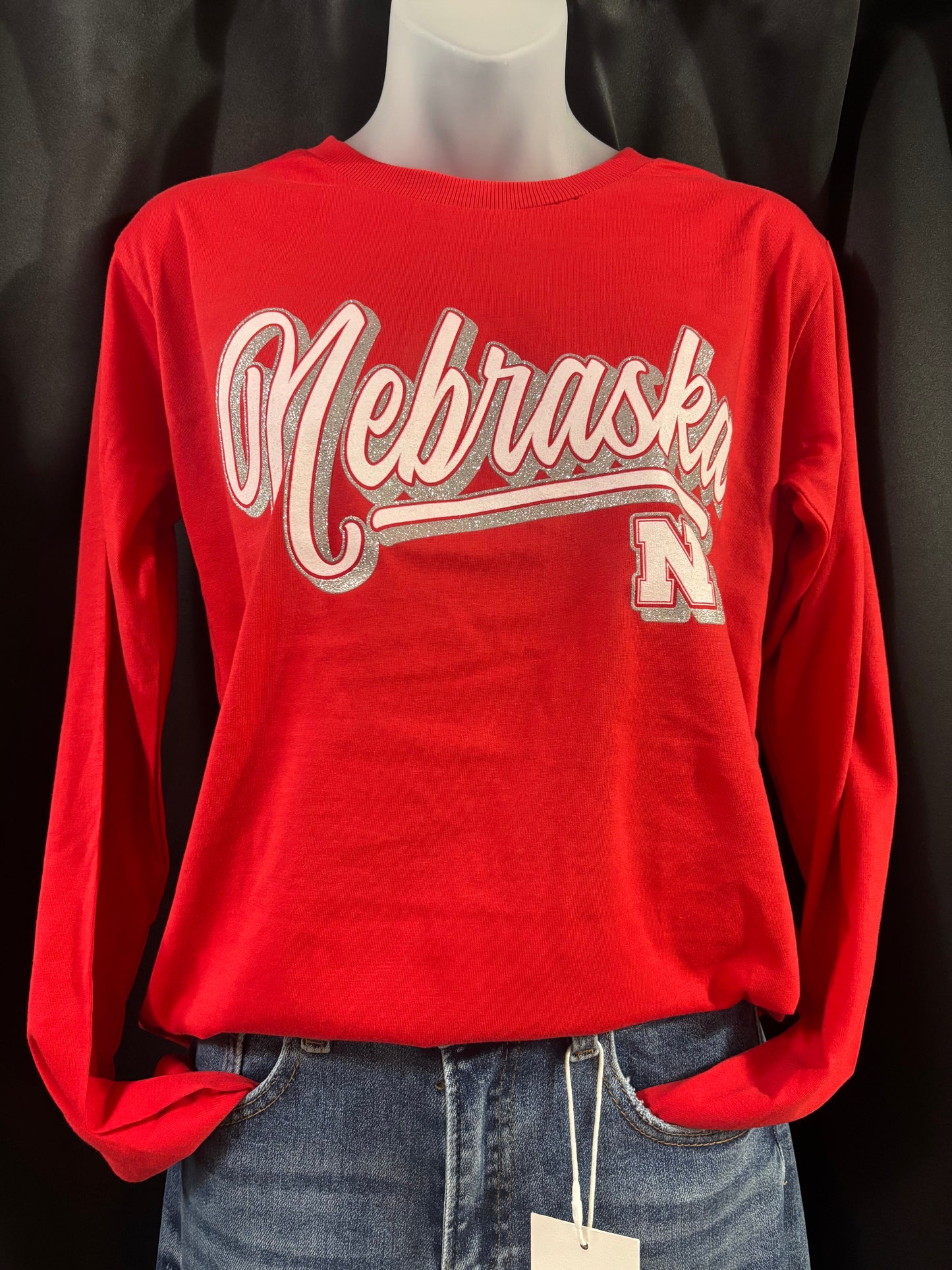 Nebraska Glitter Long Sleeve Tee