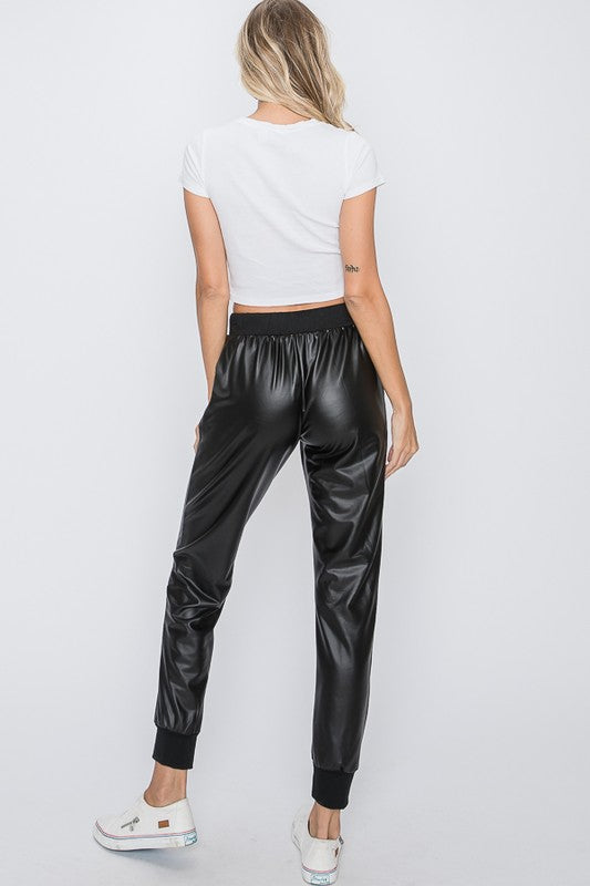 Faux Leather Jogger
