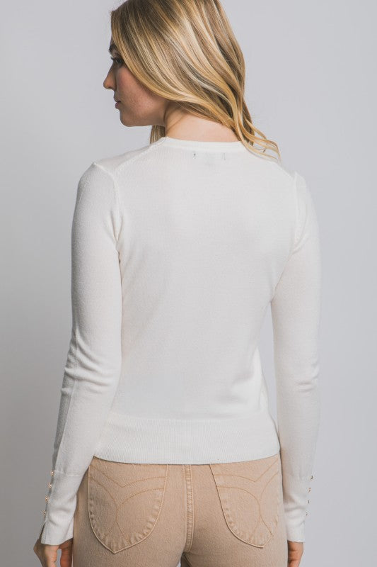 Fitted Button Sleeve Sweater