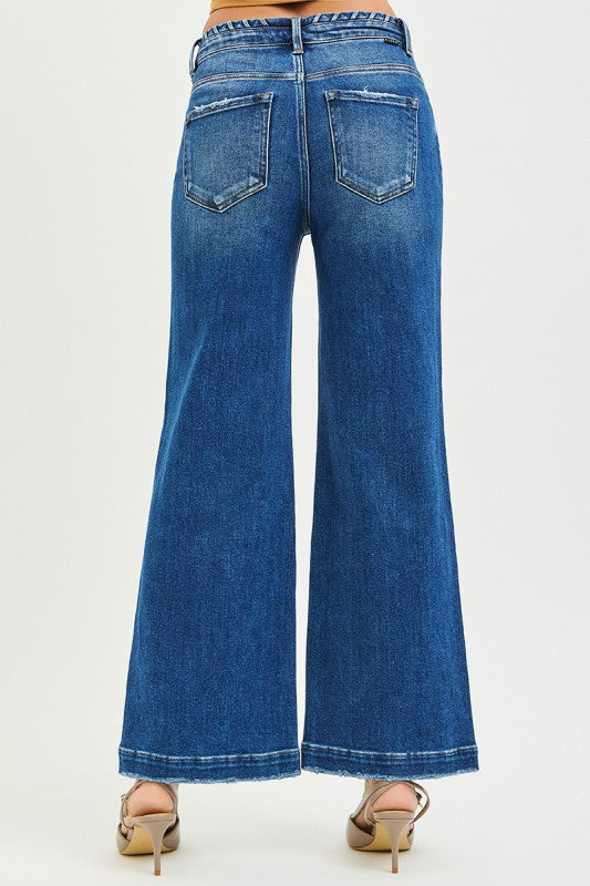 High Rise Wide Leg Waistband Detail