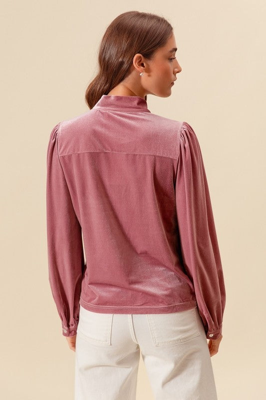 Tie Neck Velvet Top