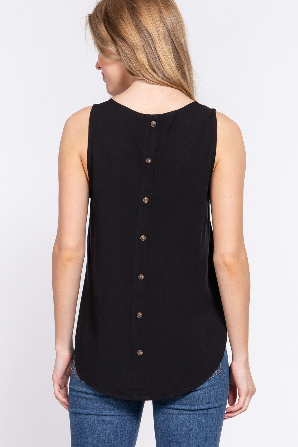 Button Back Black Tank *FINAL SALE*