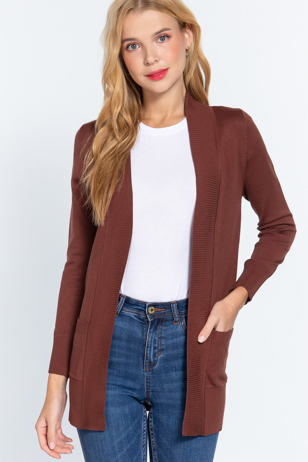 Rib Banded Open Sweater Cardigan *FINAL SALE*
