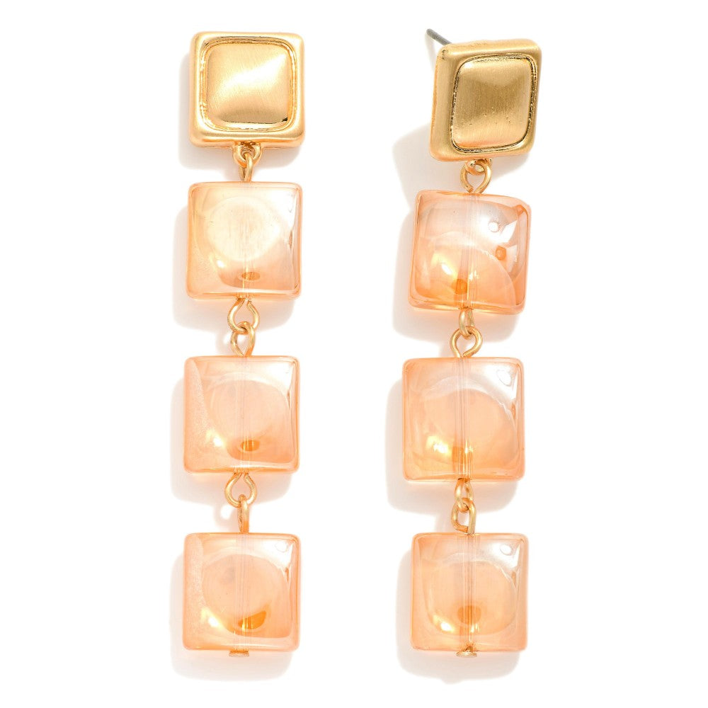 Linked Crystal Squared Drop Earring