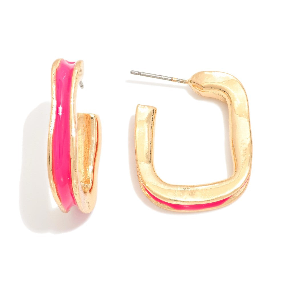 Enamel Square Hoop Earring