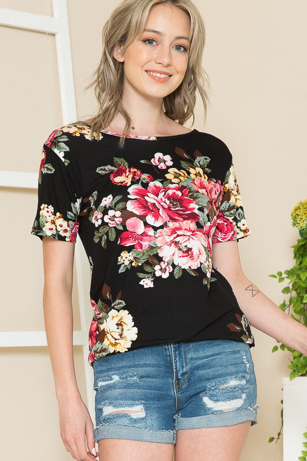 Floral Tunic with Cross Back *FINAL SALE*