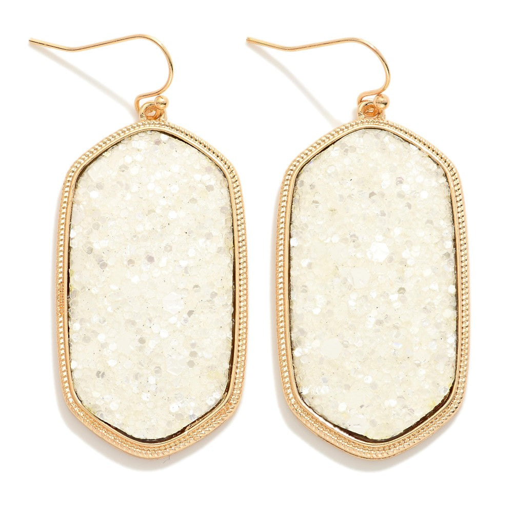 Glitter Hexagon Drop Earring