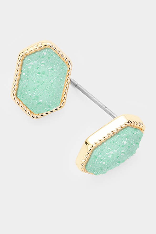 Druzy Hexagon Earring