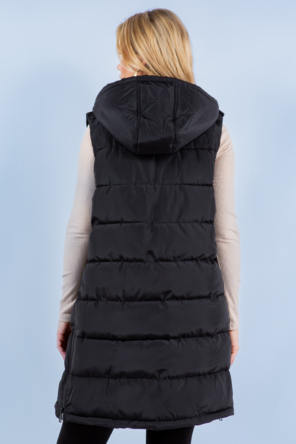 Long Hooded Puffer Vest