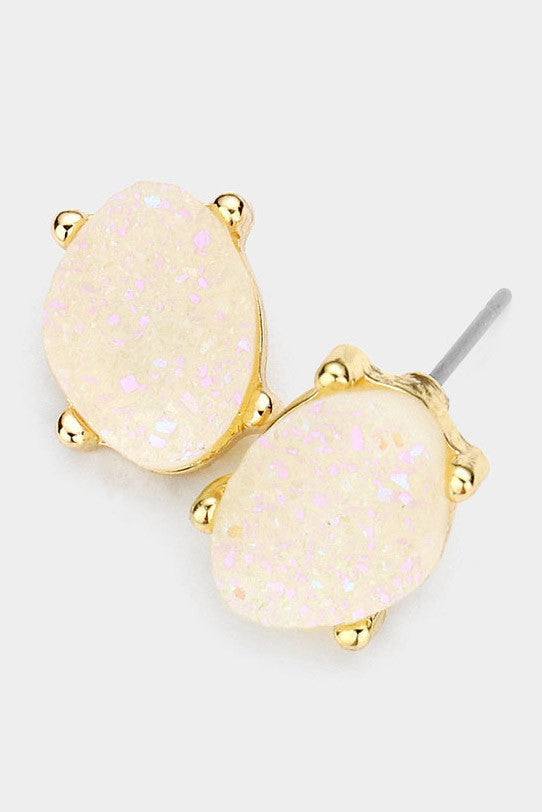 Druzy Oval Earring