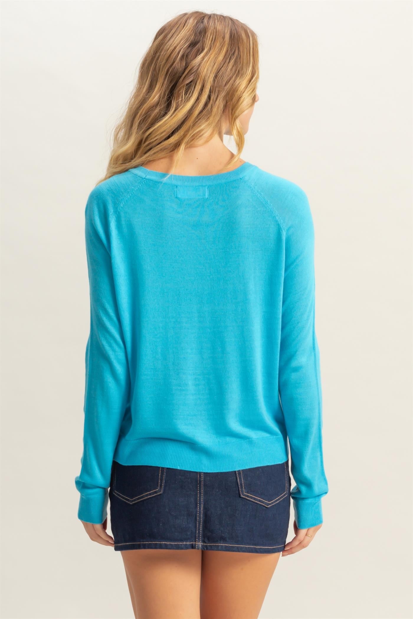 Casual Raglan Sleeve Knit Top
