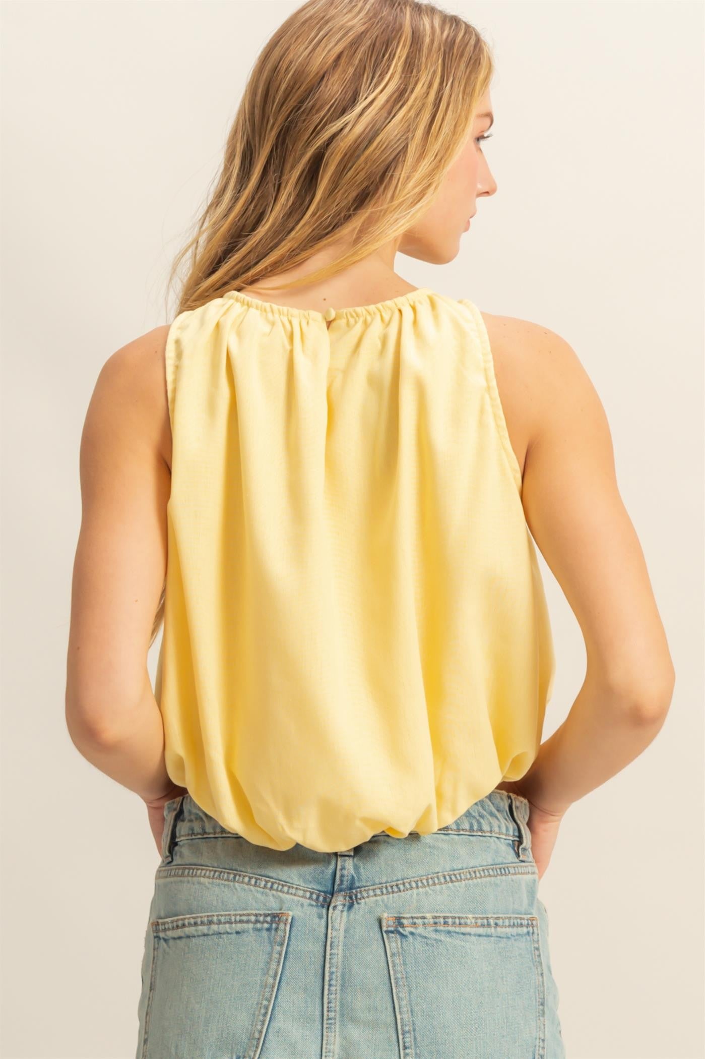 Sleeveless Bubble Hem Top