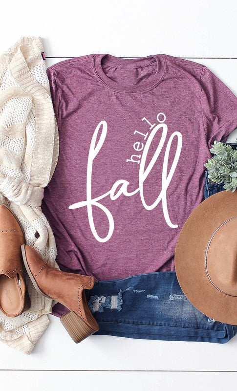 Hello Fall Tee - Heather Plum *FINAL SALE