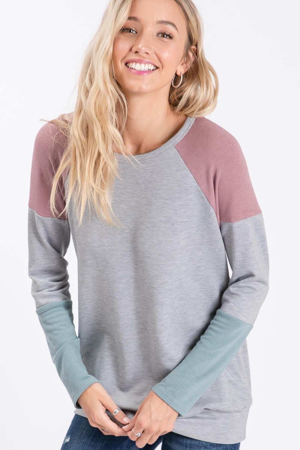 French Terry Color Block Long Sleeve