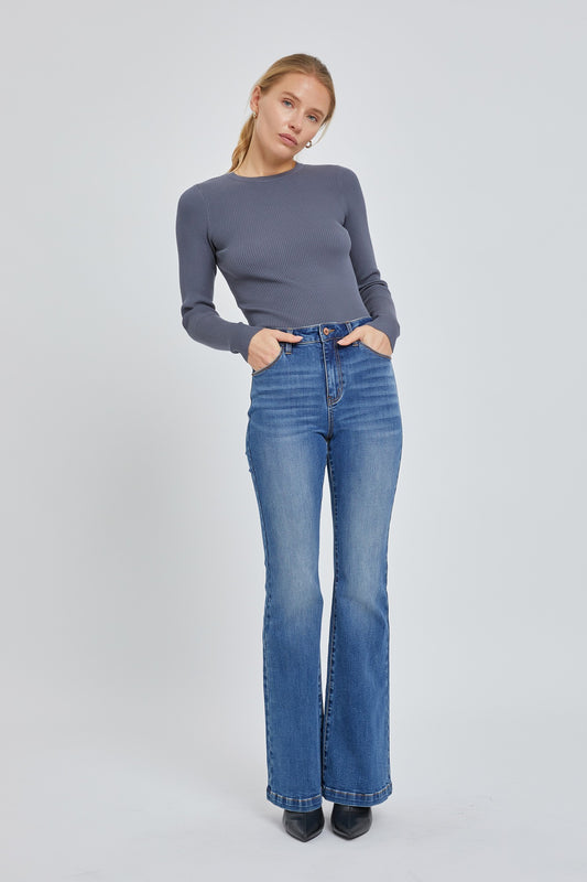 Ribbed Sweater - Charcoal Blue