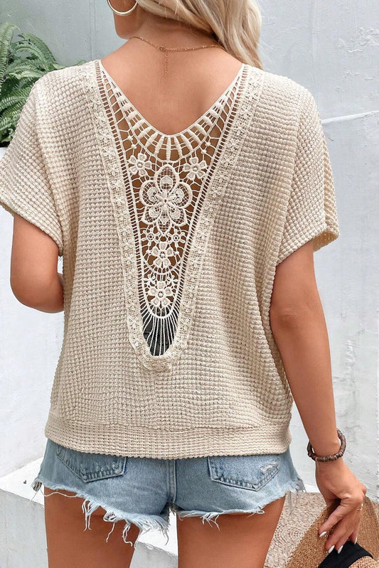 Lace Back Short Sleeve