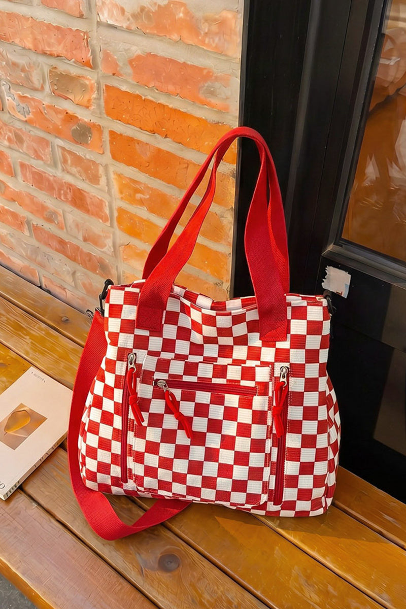 Checkered Corduroy Tote