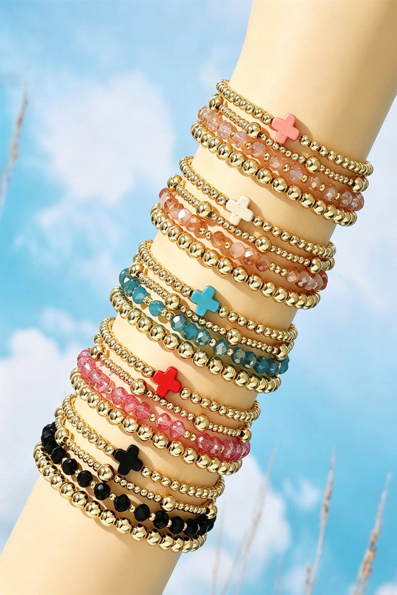 Boho Cross Beaded Bracelet