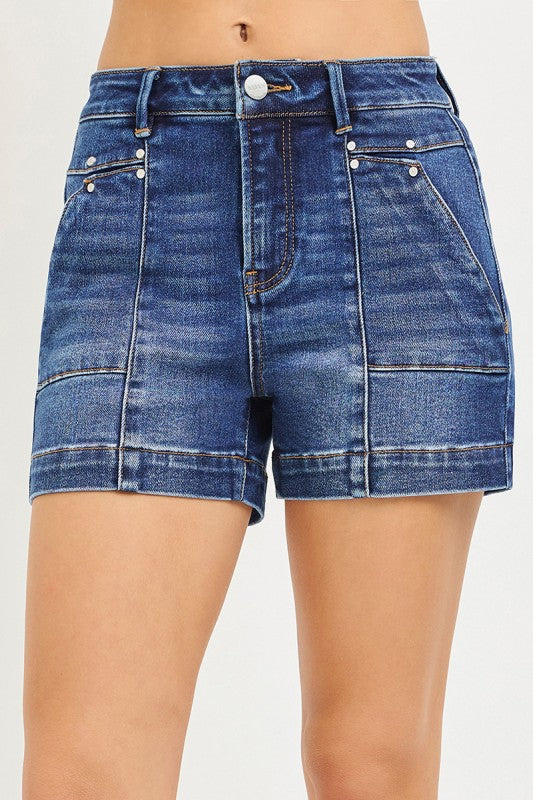 High Rise Decorative Seam Shorts