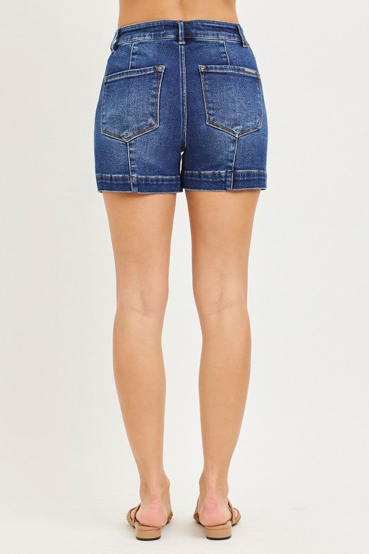 High Rise Decorative Seam Shorts