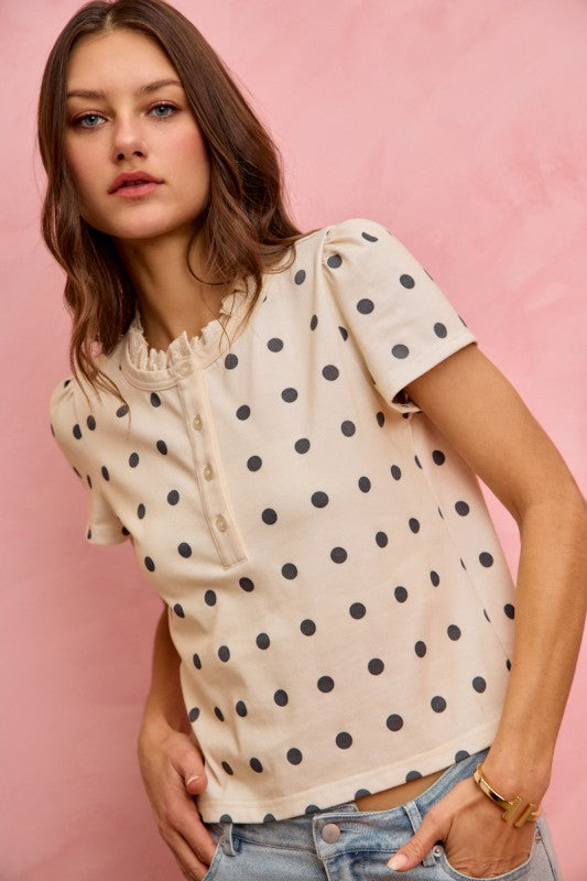 Polka Dot Lace Trim Top