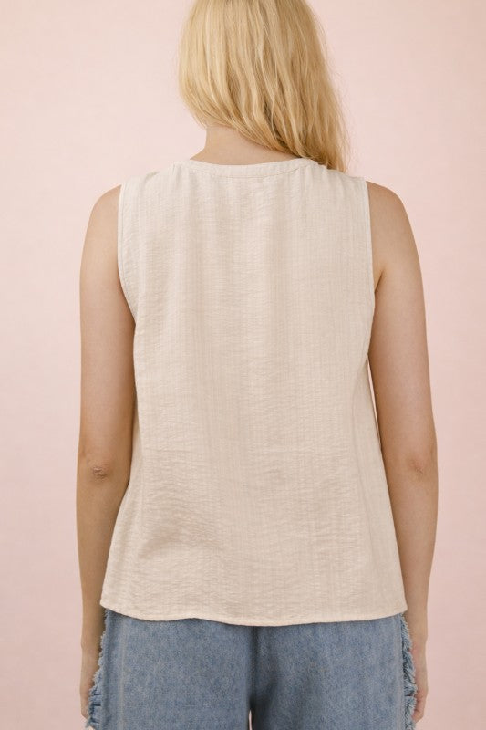 Pintuck Sleeveless Top