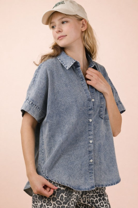 Mineral Wash Chambray Top
