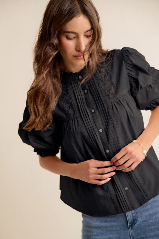 Lace Pintuck Top