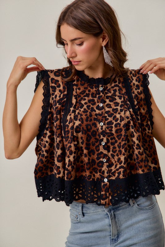 Leopard Button Up Top