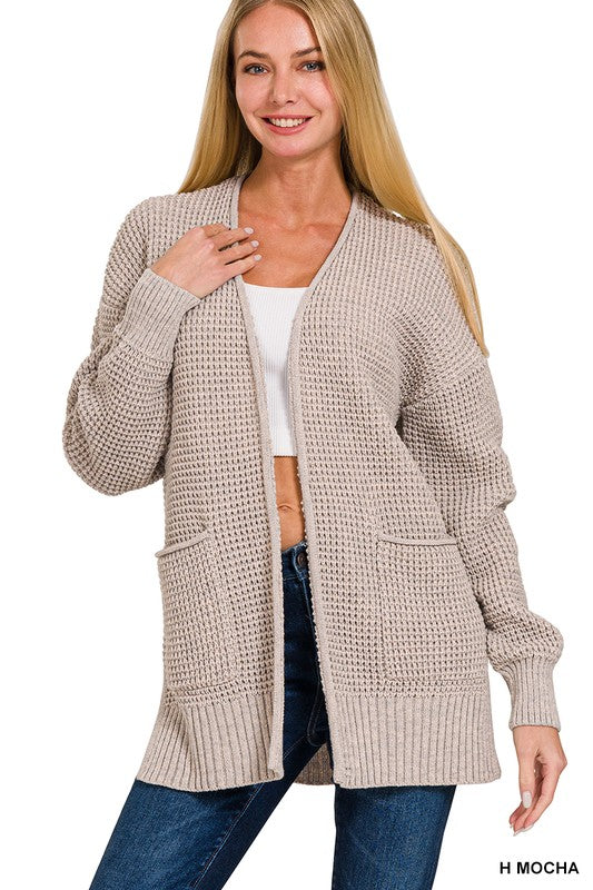 Waffle Cardigan Sweater