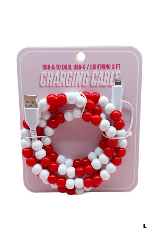 Beaded Dual USB Fast Charging Cable