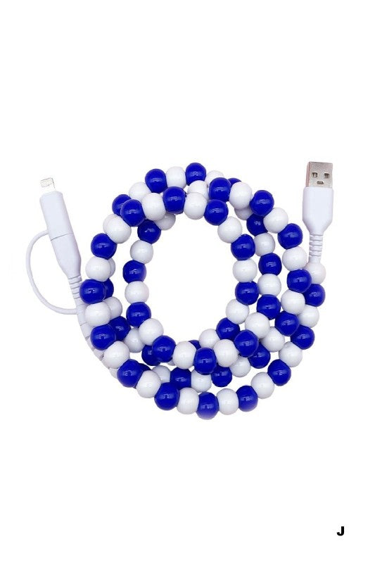 Beaded Dual USB Fast Charging Cable