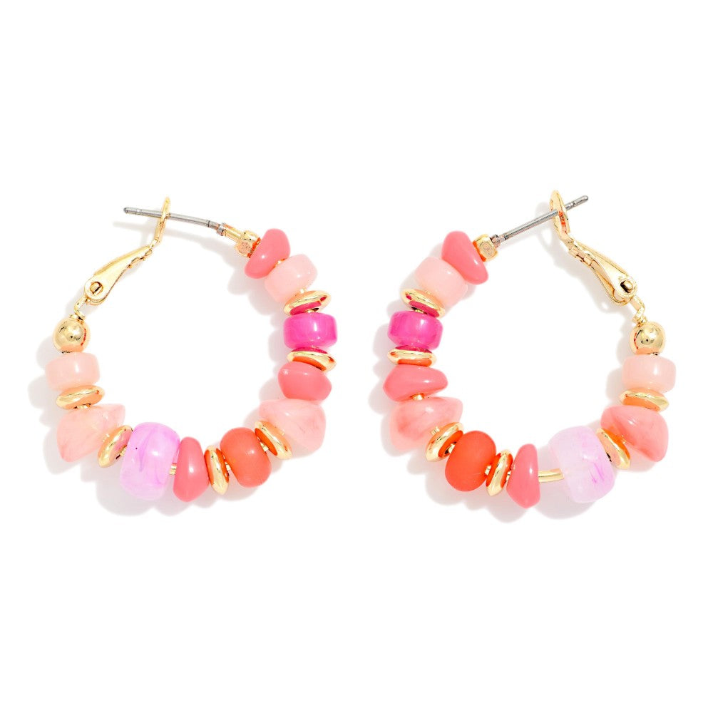 Stone Hoop Earrings