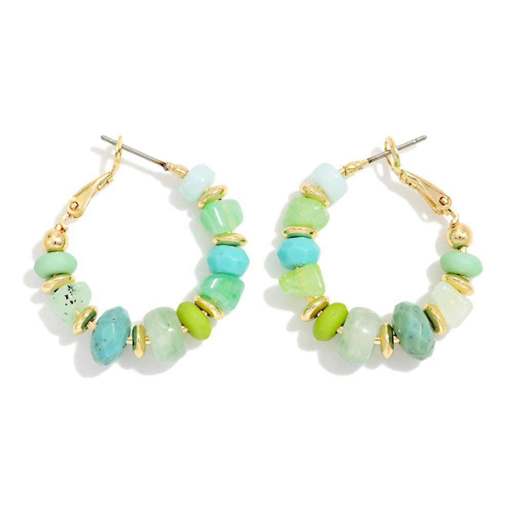 Stone Hoop Earrings