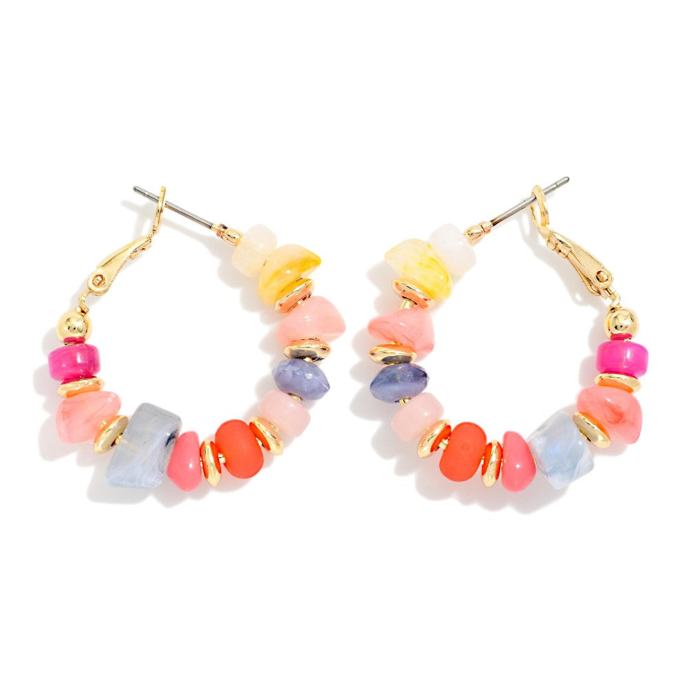 Stone Hoop Earrings